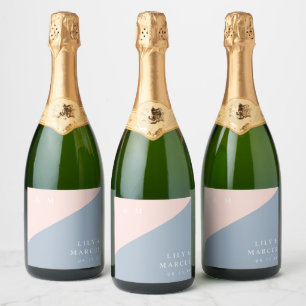 Casamento de Monograma Moderno e Elegante Azul Blu