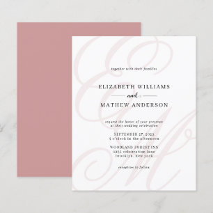 Casamento de Monograma Rosa Dusty com Script Elega