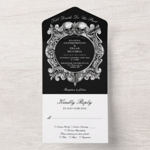 Casamento de Monogramas até à morte de crânios gót