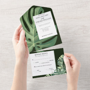 Casamento de Monstera tropical com Aquarela, tudo 