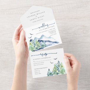 Casamento de Montanhas Rustic Watercolor