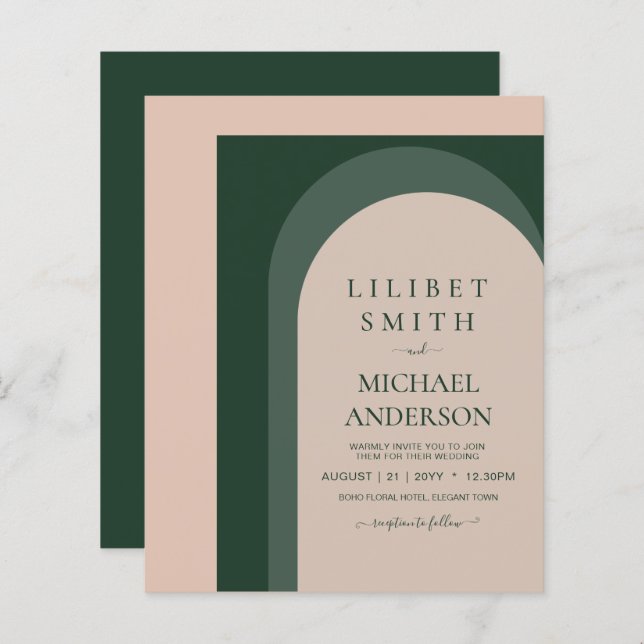 Casamento de Narração Verde Emerald (Frente/Verso)