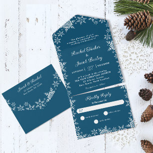 Casamento de Natal Azul Escuro com Flocos de Neve