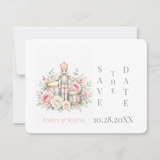 Casamento de Natal com Quebra-Nozes Pastel Save Th (Frente)