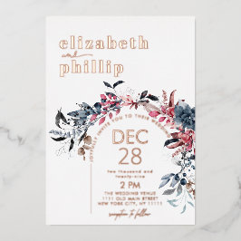 Casamento de Natal Dourado com Rosa Floral de inve