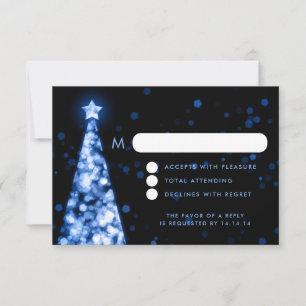 Casamento de Natal Festivo Elegante RSVP Azul