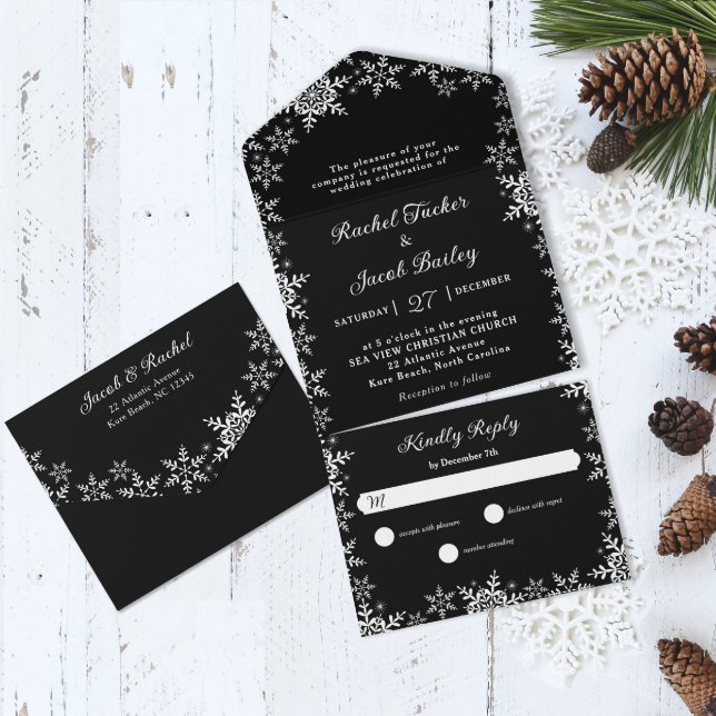 Casamento de Natal Negro e Branco com Flocos de Ne (Criador carregado)