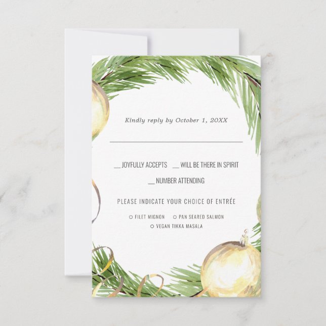 Casamento de Natal | RSVP aquarela com escolha de  (Frente)