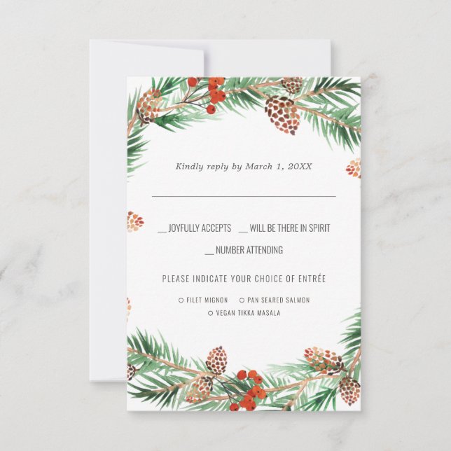 Casamento de Natal | RSVP de Cores Aquáticas com E (Frente)