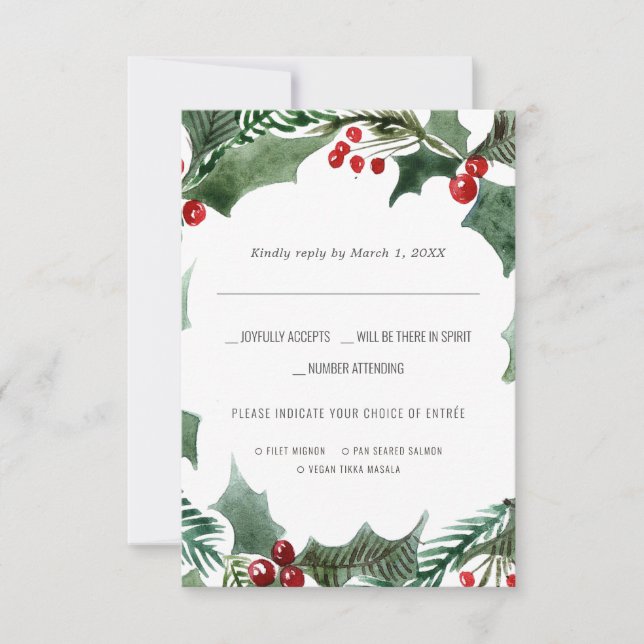 Casamento de Natal | RSVP de Cores Aquáticas com E (Frente)