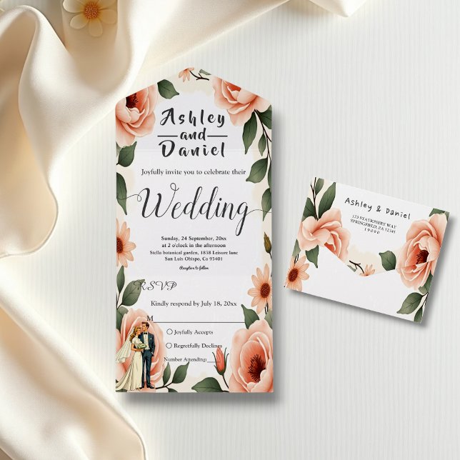 Casamento de Noiva Rosa e Groom com Blush Floral (Criador carregado)