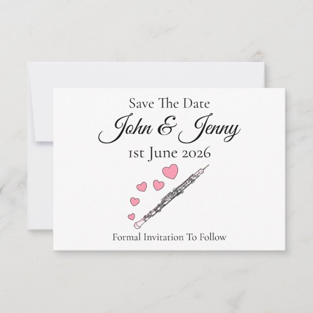 Casamento De Oboe Musical Salvar A Data (Frente)