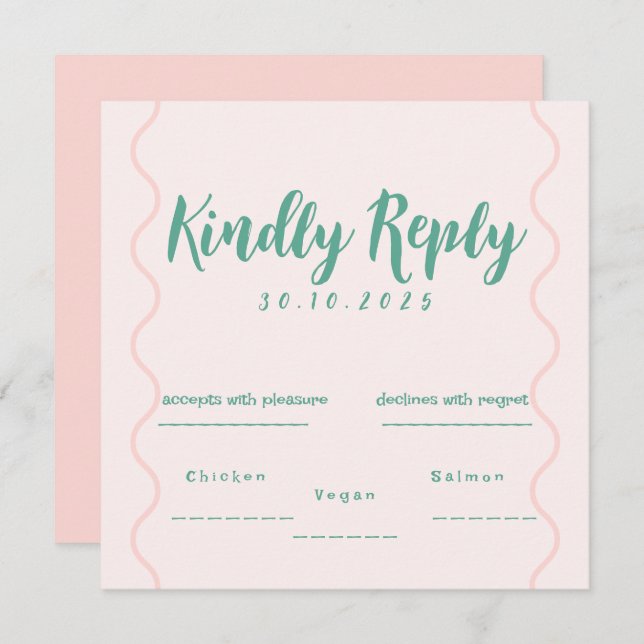 Casamento de onda rosa e verde (Frente/Verso)