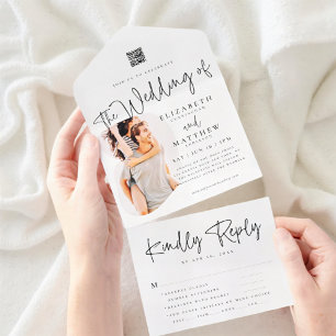 Casamento de Opção de Refeição de QR Foto Simples