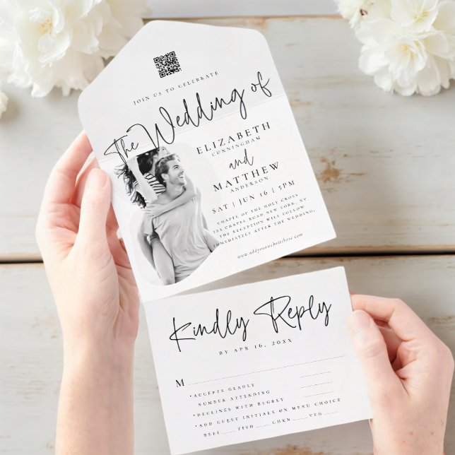 Casamento de Opção de Refeição de QR Foto Simples  (Criador carregado)