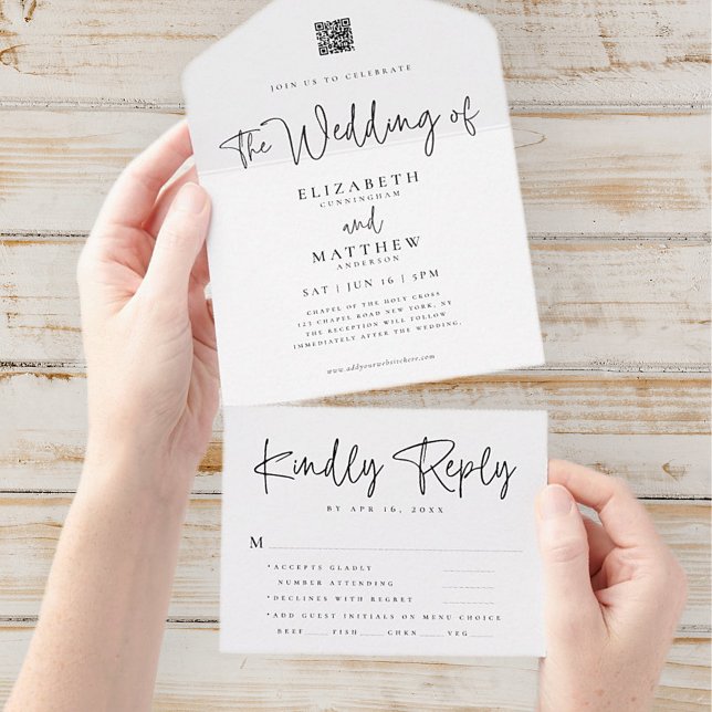 Casamento de Opção de Refeição Simples QR Chic Mod (Criador carregado)