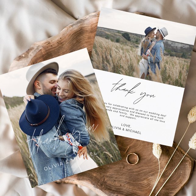 Casamento de Orçamento 2 Fotos Obrigado Cartões (Criador carregado)