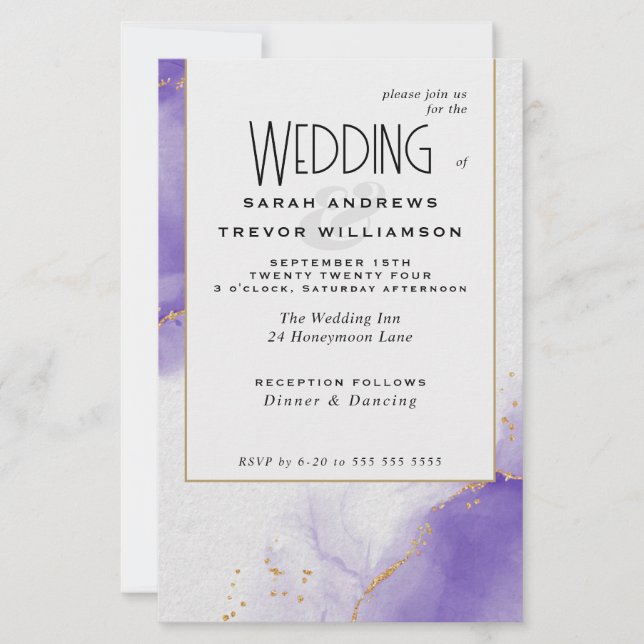Casamento de Orçamento Ametist Céu Marmoreado Abst (Frente)