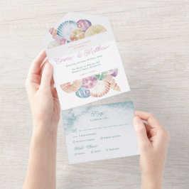 Casamento de orçamento com aquarela de conchas sub