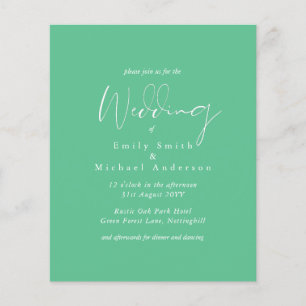 Casamento de Orçamento de Script Branco Verde-Mint