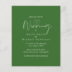 Casamento de Orçamento de Script Branco Verde-Oliv