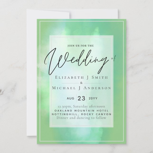 Casamento de Orçamento Moderno da Mint Green (Frente)