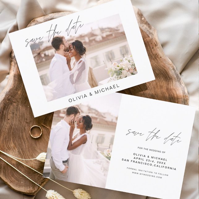 Casamento de Orçamento Salve a Data Foto Minimalis (Criador carregado)