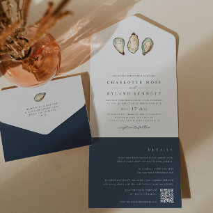 Casamento de Ostras de Aquarela Costeira