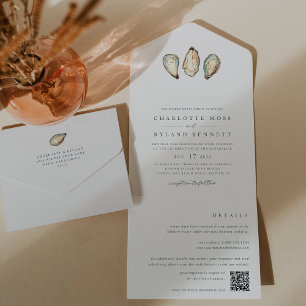 Casamento de Ostras de Aquarela Costeira