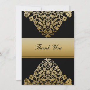 casamento de ouro negro Obrigado Cartões