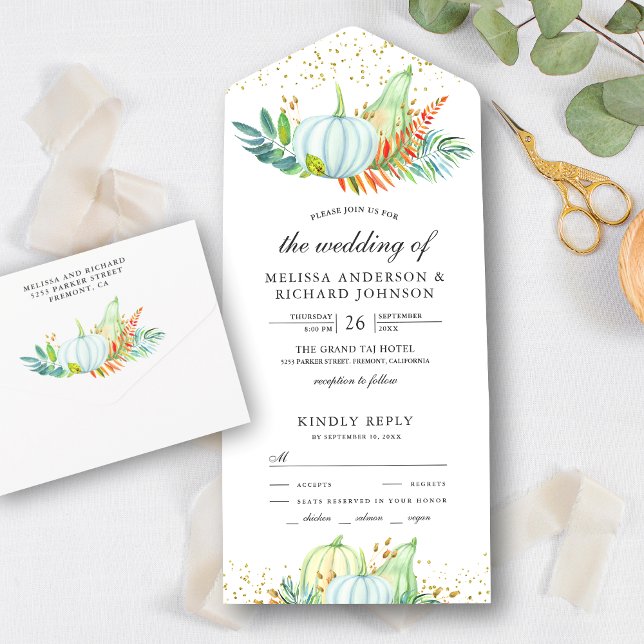 Casamento de Outono Abóboras Brancas Vegetação Rús (Criador carregado)