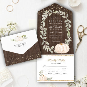 Casamento de Outono com Abóbora Branca e Madeira R