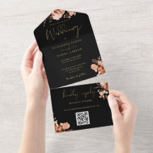 Casamento de Outono com Código QR Floral Rústico P