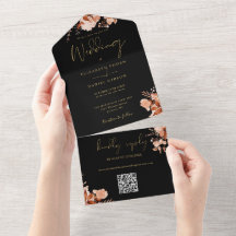 Casamento de Outono com Código QR Floral Rústico P