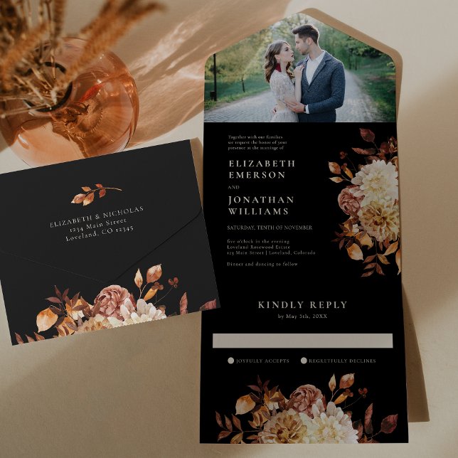Casamento de Outono com Foto (Photo Fall Wedding All In One Invitation
)