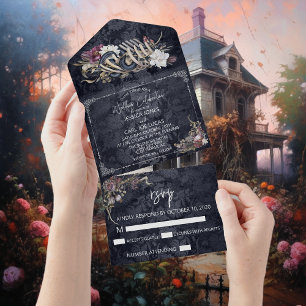 Casamento de Outono no Halloween Floral Aquarela C