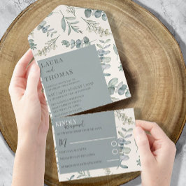 Casamento de Padrão Azul Moderno Eucalyptus Dusty
