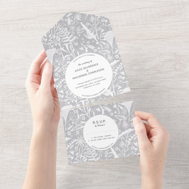 Casamento de Padrão de Cinza de Prata Botânica (Aba destacável)