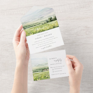Casamento de Paisagem de Vinha com Aquarela Modern