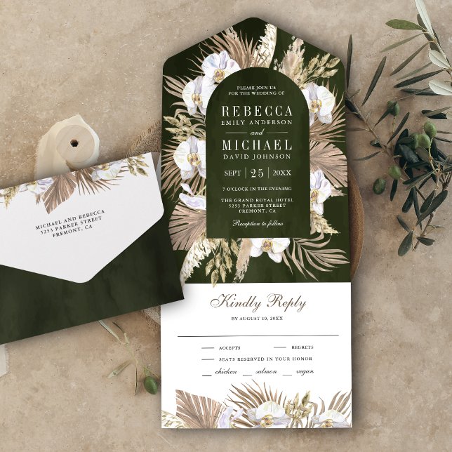 Casamento de palmeira seca de orquídea branca de B (Criador carregado)