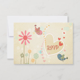 Casamento de Pássaros de Amor RSVP Fofo