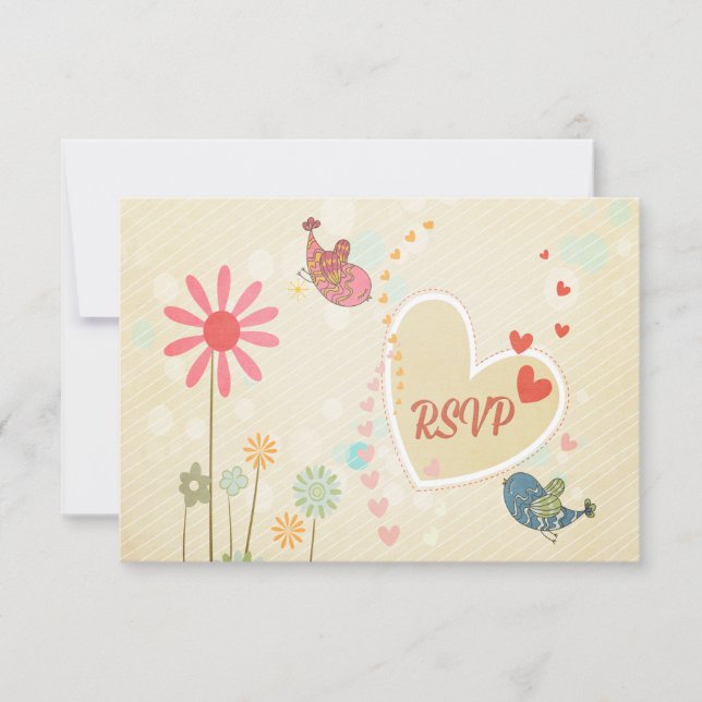 Casamento de Pássaros de Amor RSVP Fofo (Frente)