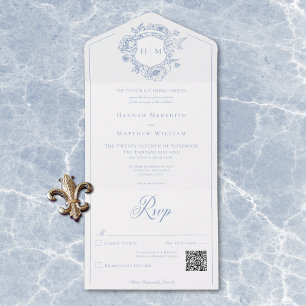 Casamento de Pássaros de Chinoiserie Azul Elegante