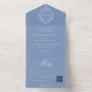 Casamento de Pássaros de Chinoiserie Azul Elegante