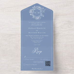 Casamento de Pássaros de Chinoiserie Azul Elegante