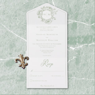 Casamento de Pássaros de Chinoiserie Verde Elegant