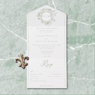 Casamento de Pássaros de Chinoiserie Verde Elegant