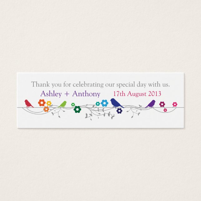 Casamento De Pássaros Do Tema Arco-Íris Obrigado M (Frente)