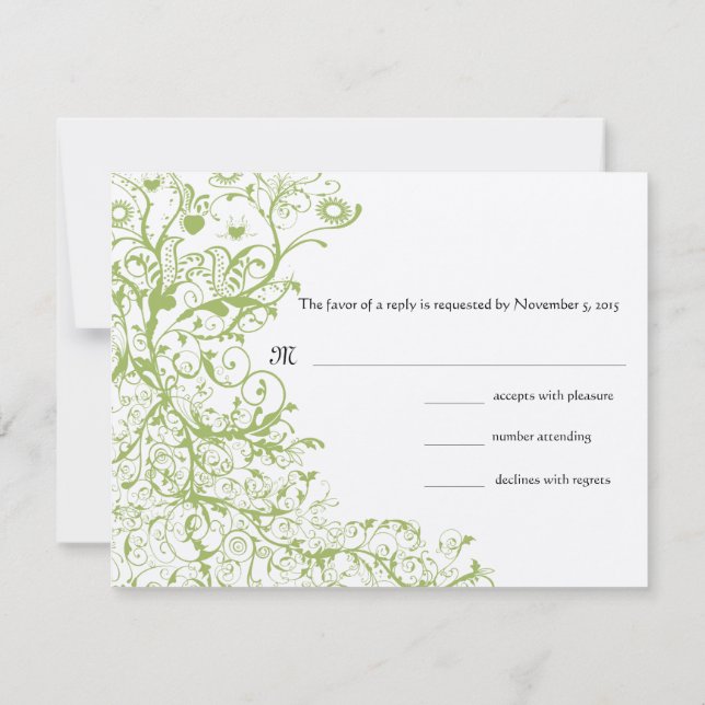 Casamento de Pássaros e Nadadores RSVP Hídrangea V (Verso)