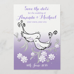 Casamento de Pastel Lovebird Salve o cartão postal